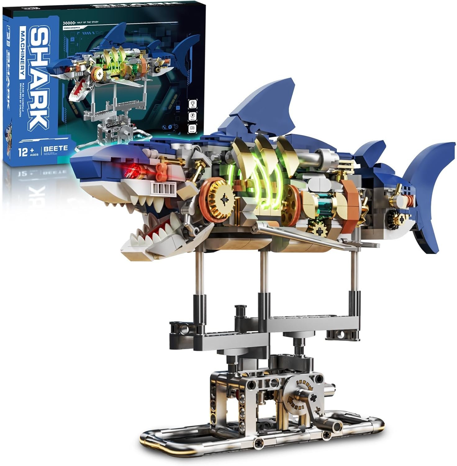 Mechanical Shark Building Block Set with Light