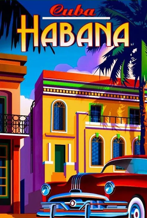 Diy Paint By Numbers Cuba Habana with or without frame