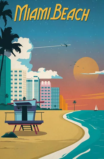 Diy Paint By Numbers Miami Beach with or without frame