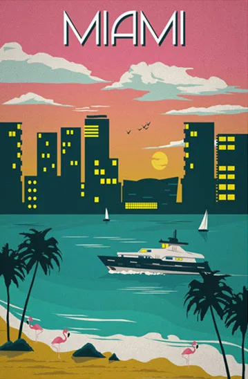 Diy Paint By Numbers Miami with or without frame