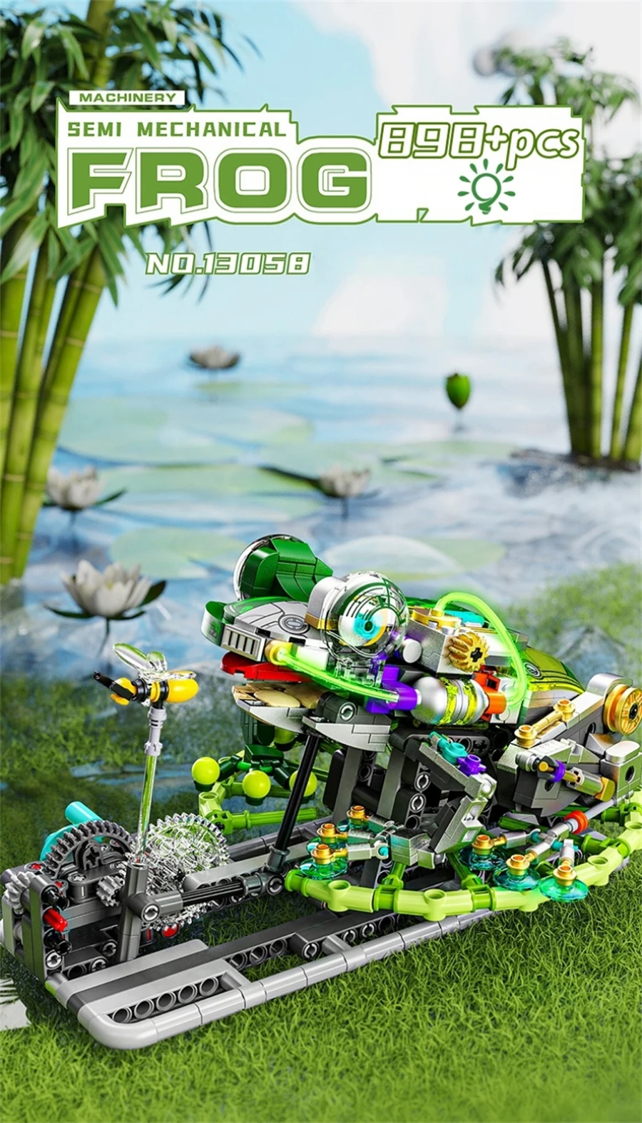 Mechanical Frog Building Blocks Kit with Movable Legs & Gears - Image 8