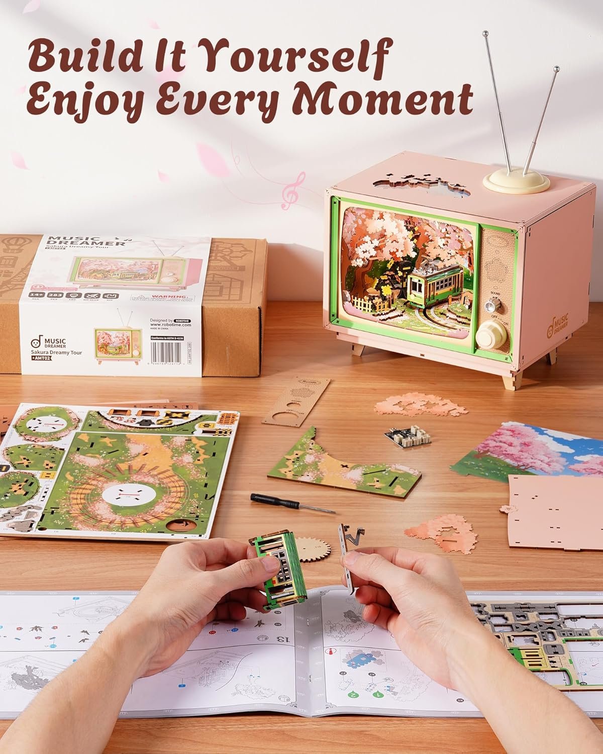 Rolife DIY Music Box Sakura Dreamy Tour 3D Wooden Puzzle - Image 11